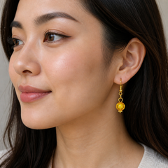 Amber Crystal Orb Drop Earrings