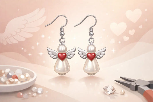Handmade Guardian Angel Earrings With Heart