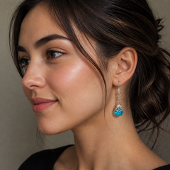 Blue Crystal Orb Drop Earrings