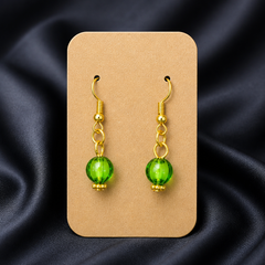 Peridot Green Crystal Orb Drop Earrings