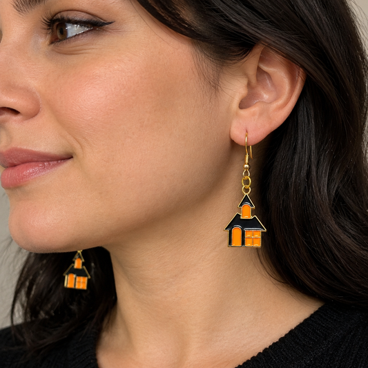 Haunted House Halloween Drop Earrings