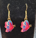 Pink & Blue Butterfly Enamel Drop Earrings