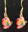 Multicolor Butterfly Enamel Drop Earrings