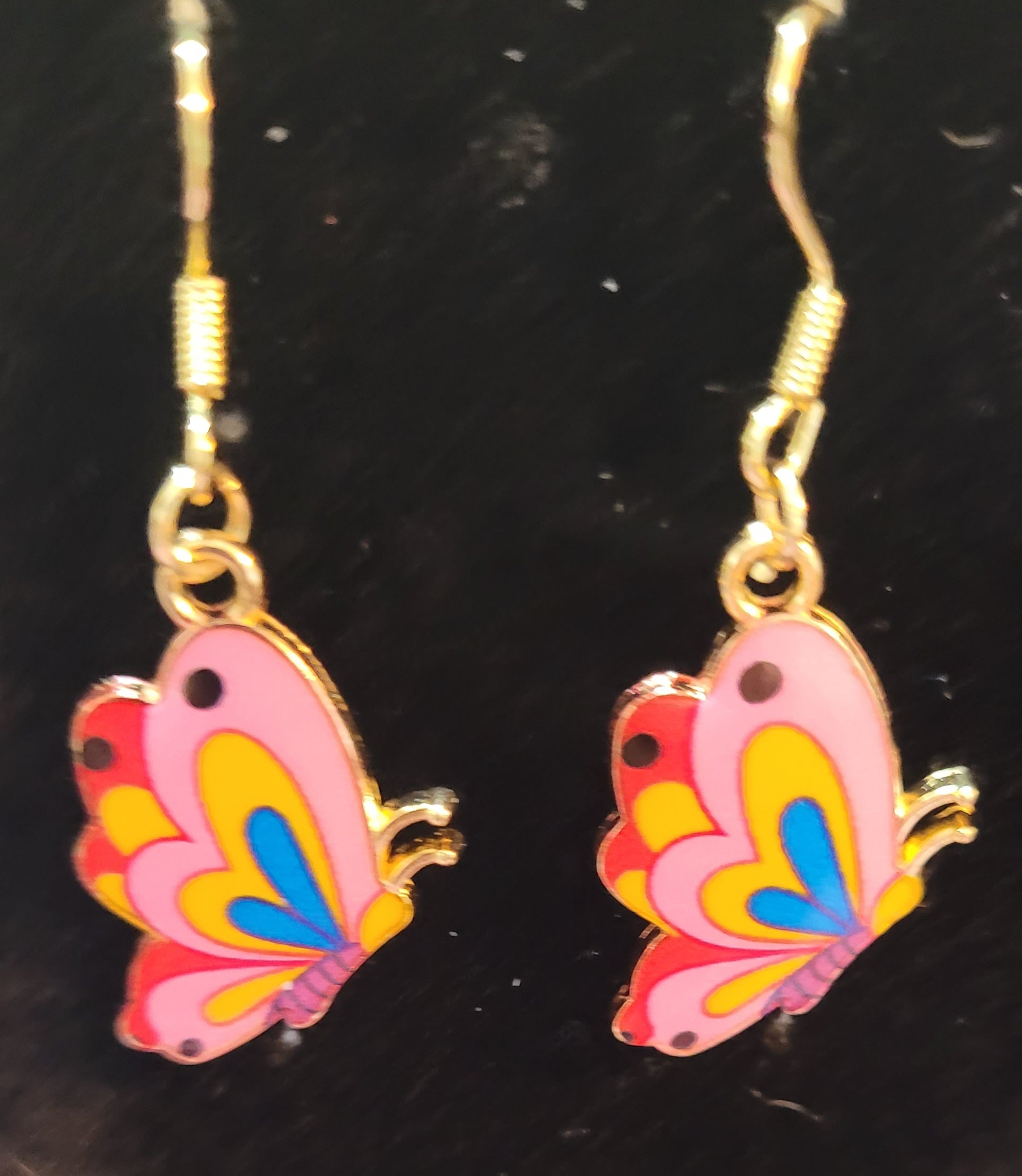 Multicolor Butterfly Enamel Drop Earrings