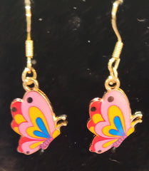 Multicolor Butterfly Enamel Drop Earrings