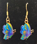Purple & Blue Butterfly Enamel Drop Earrings