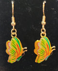 Yellow & Orange Butterfly Enamel Drop Earrings