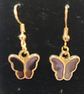 Black Shell Butterfly Gold Drop Earrings