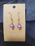 Lavender Purple Crystal Bead Drop Earrings with Gold Accents