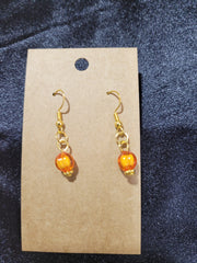Amber Orange Crystal Bead Drop Earrings