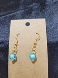 Sky Blue Crystal Bead Drop Earrings with Gold Accents