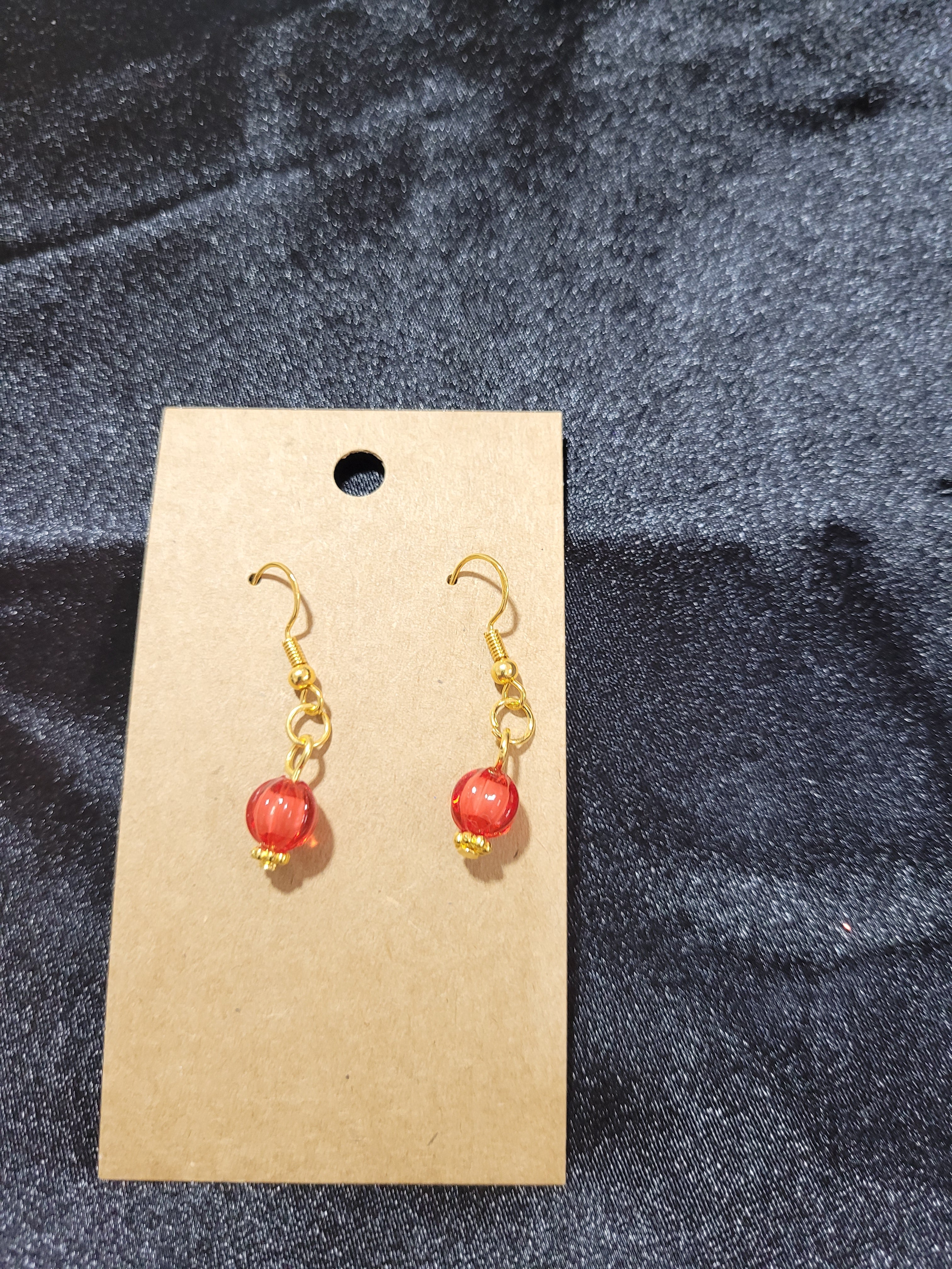 Red Crystal Bead Drop Earrings