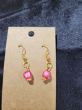 Hot Pink Crystal Bead Drop Earrings