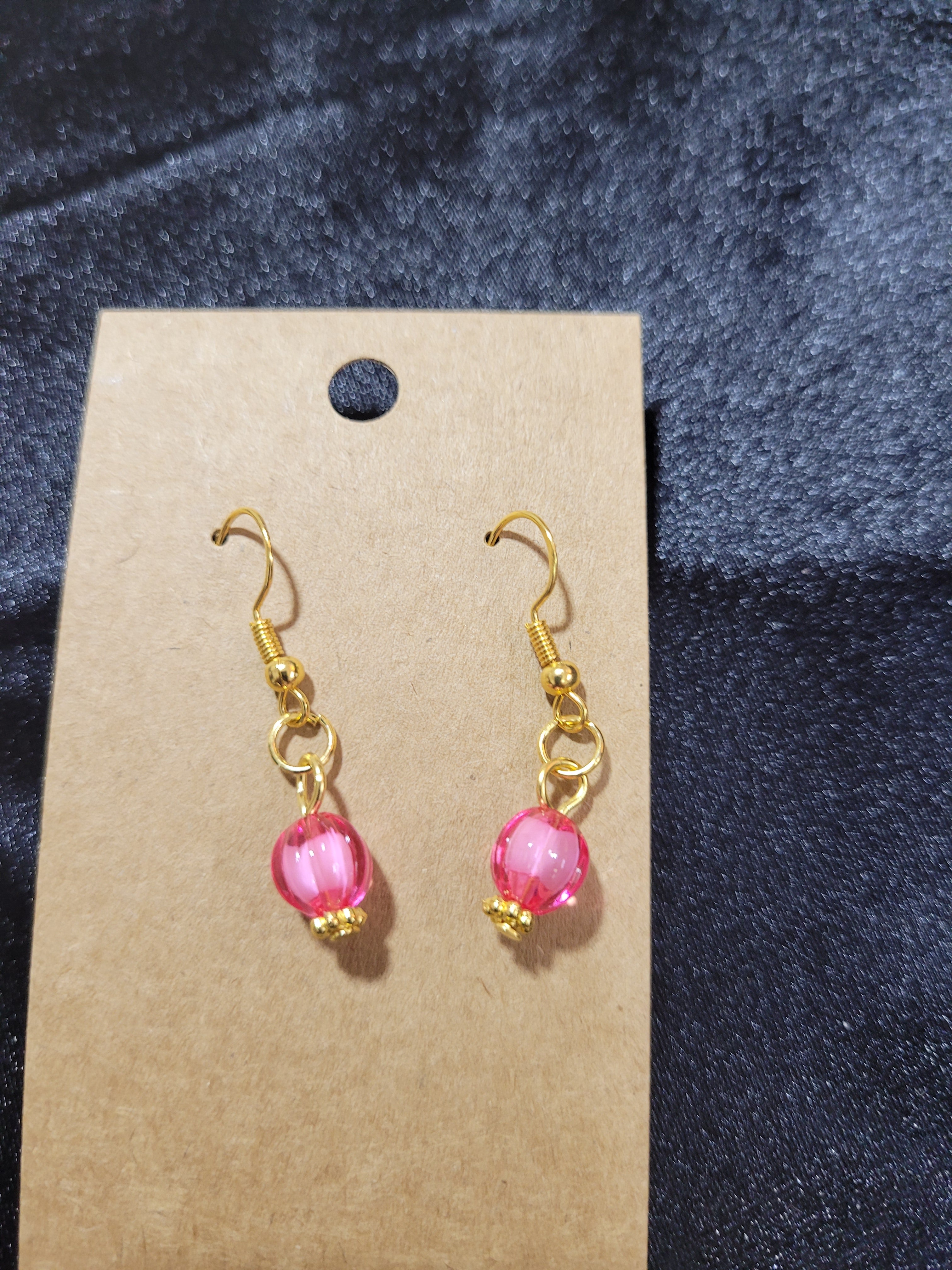Hot Pink Crystal Bead Drop Earrings