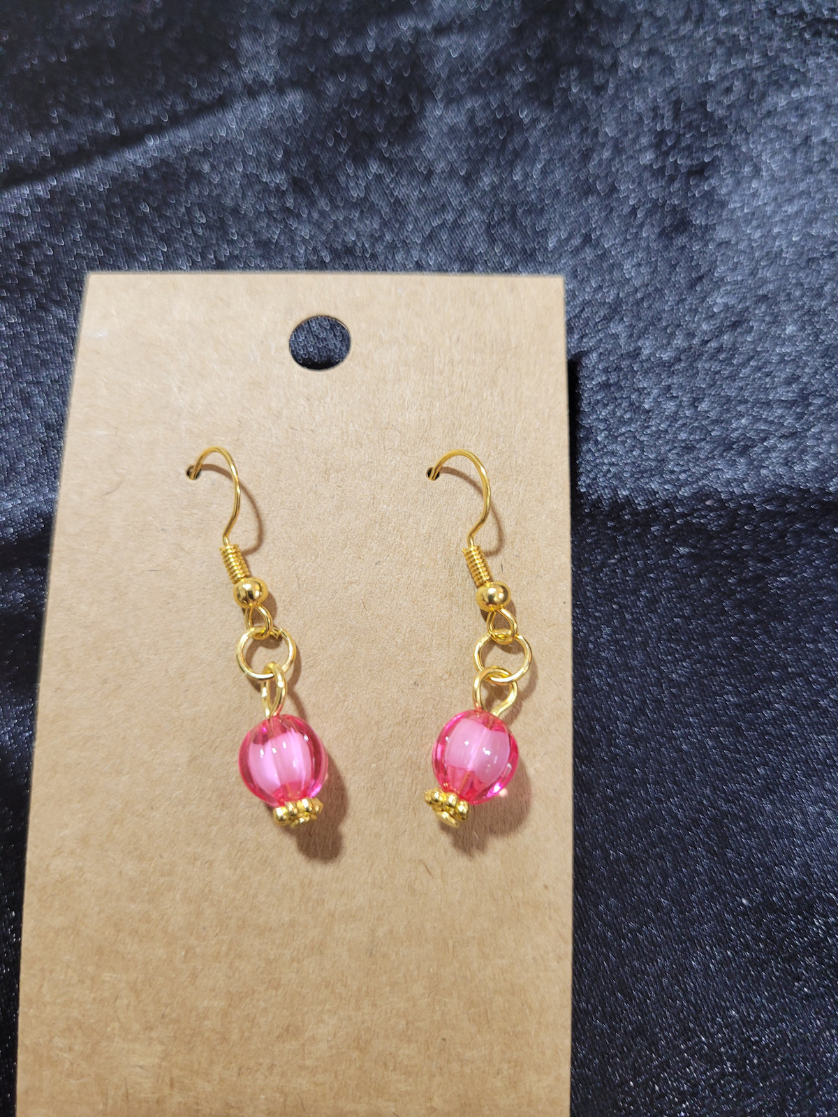 Hot Pink Crystal Bead Drop Earrings