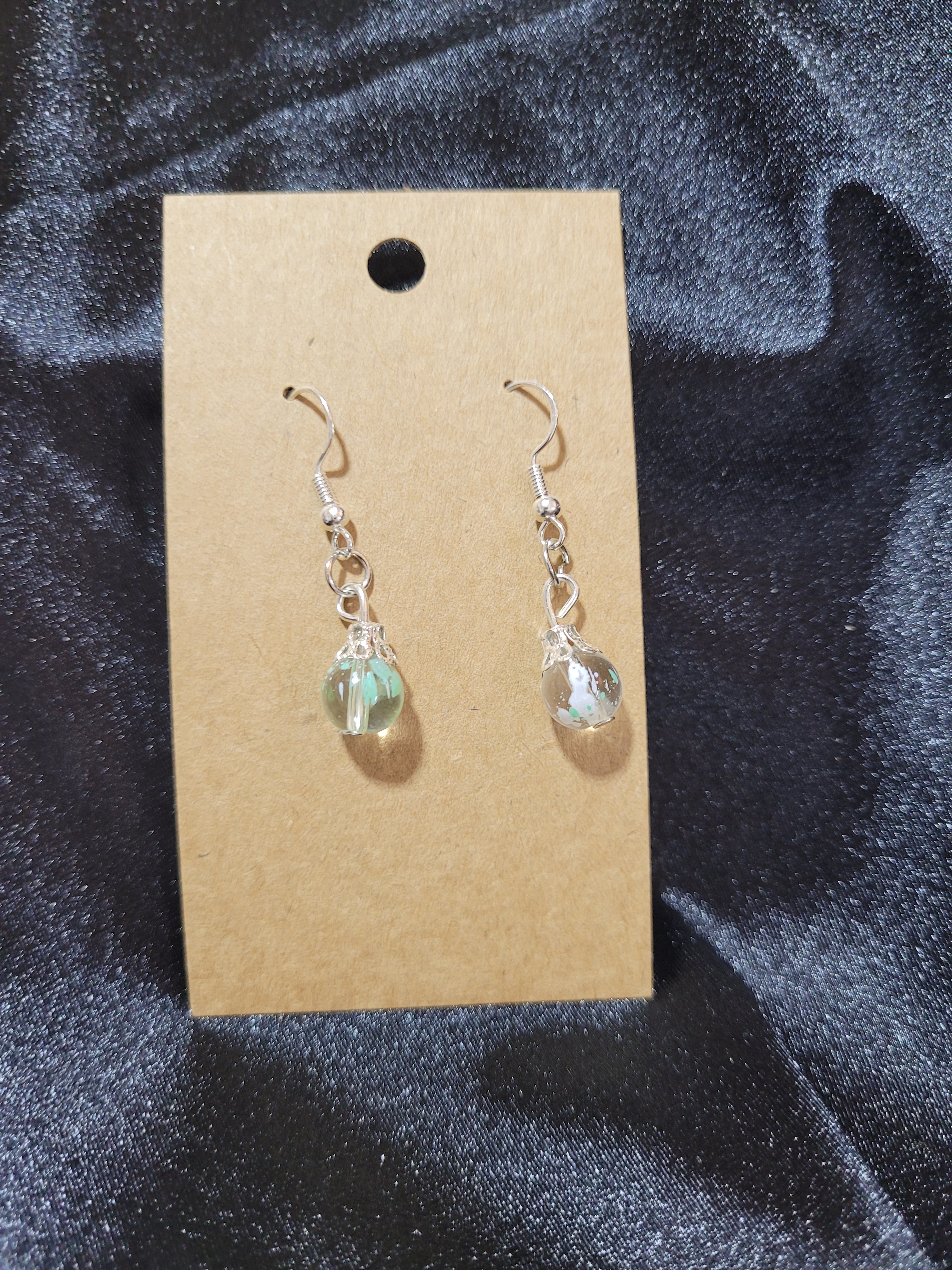 Clear Iridescent Crystal Bead Drop Earrings