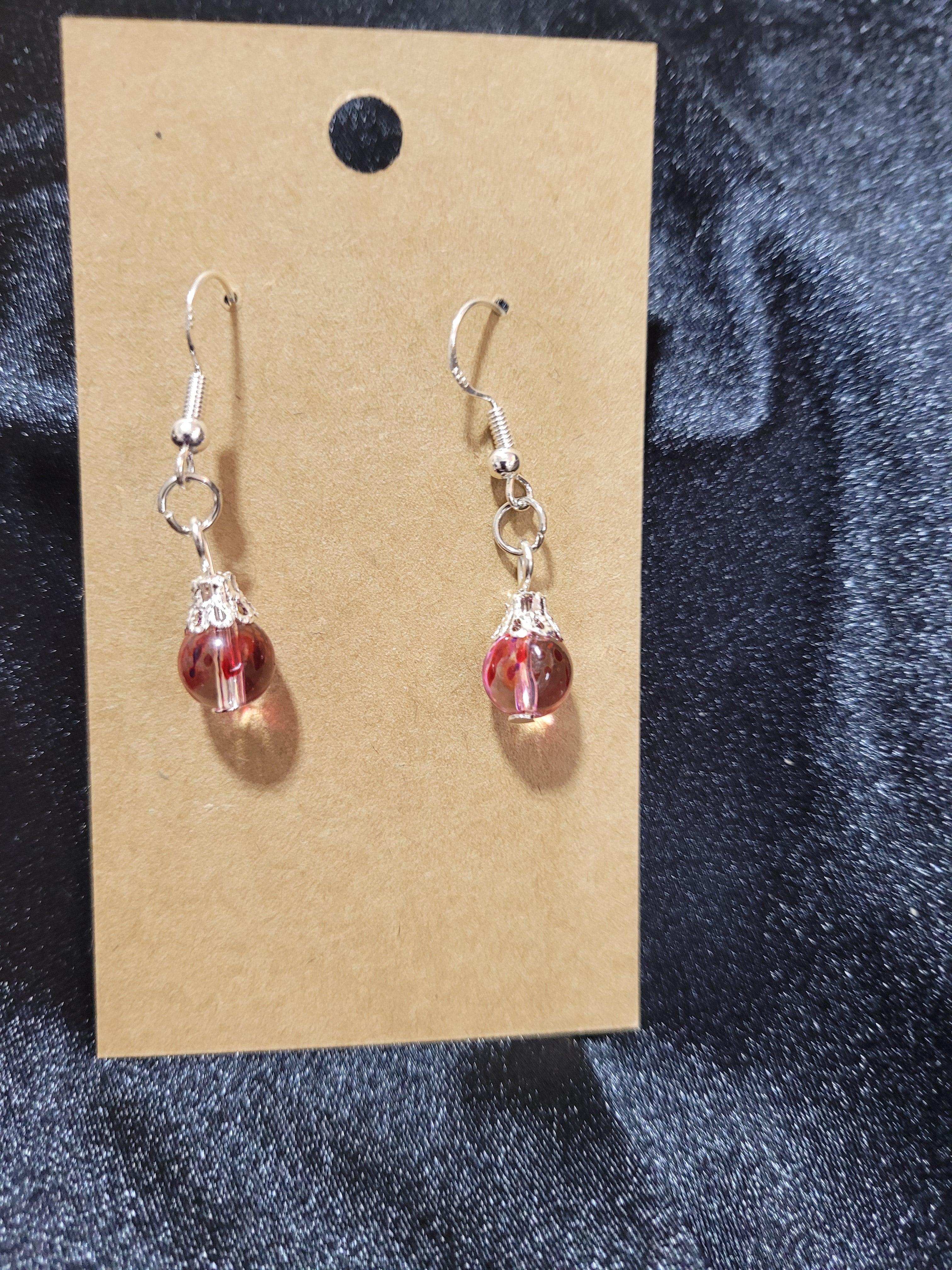 Cranberry Red Crystal Bead Drop Earrings