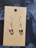 Clear Crystal Bead Drop Earrings with Red Specks