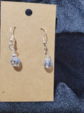 Clear Crystal Bead Drop Earrings with Silver Filigree Caps