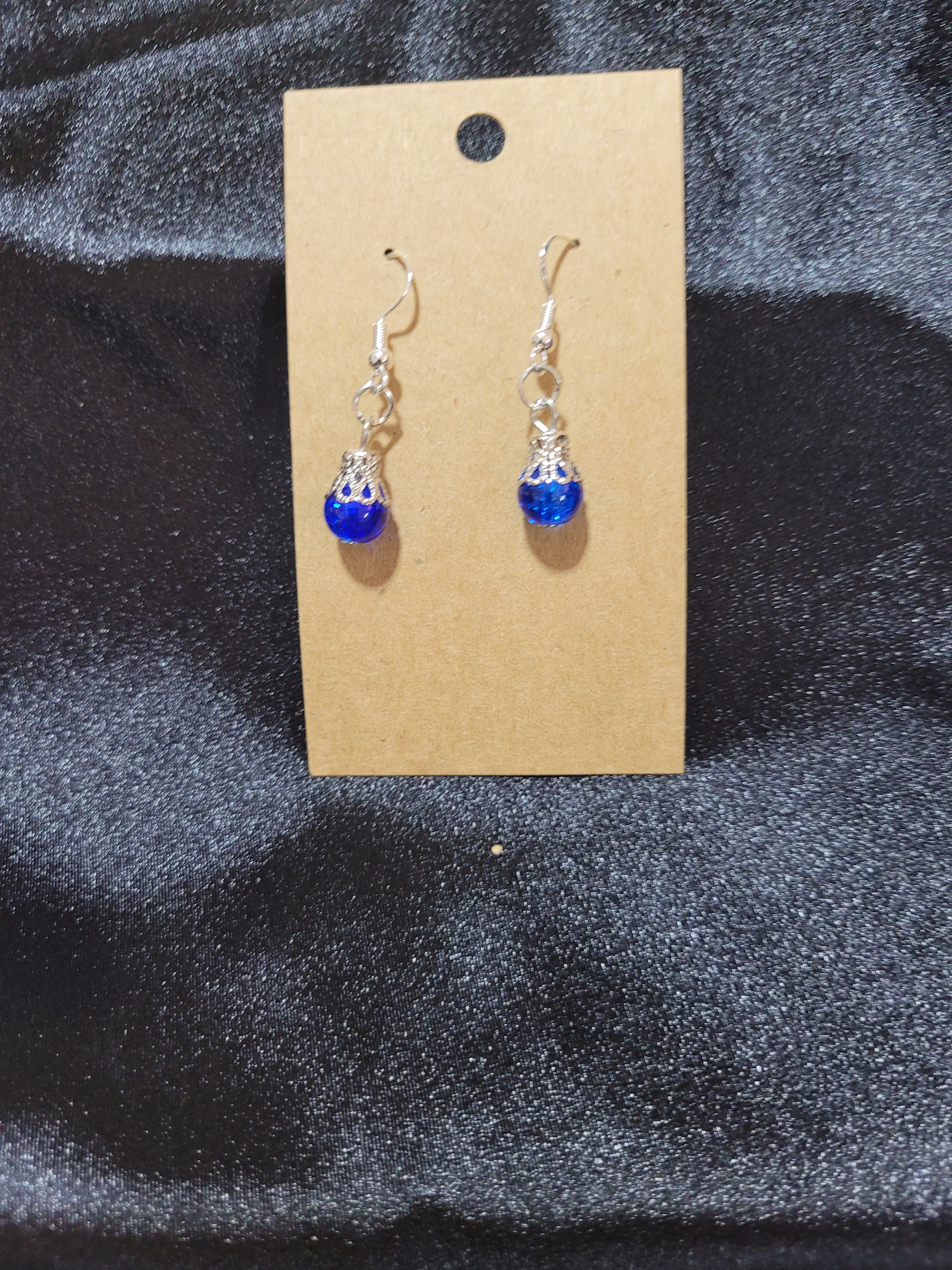 Cobalt Blue Crystal Bead Drop Earrings