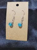 Aqua Blue Crackle Crystal Bead Drop Earrings