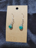 Teal Crackle Crystal Bead Drop Earrings