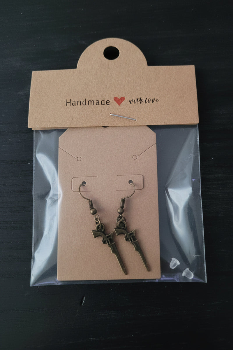 Antique Bronze Sword Dagger Fish Hook Earrings – Handmade Dangle Earrings