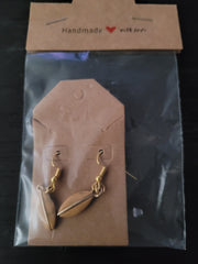 Gold Cowrie Shell & Arrowhead Fish Hook Earrings – Handmade Boho Dangle Earrings