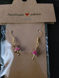 Pink Enamel Mushroom Fish Hook Earrings – Handmade Dangle Earrings