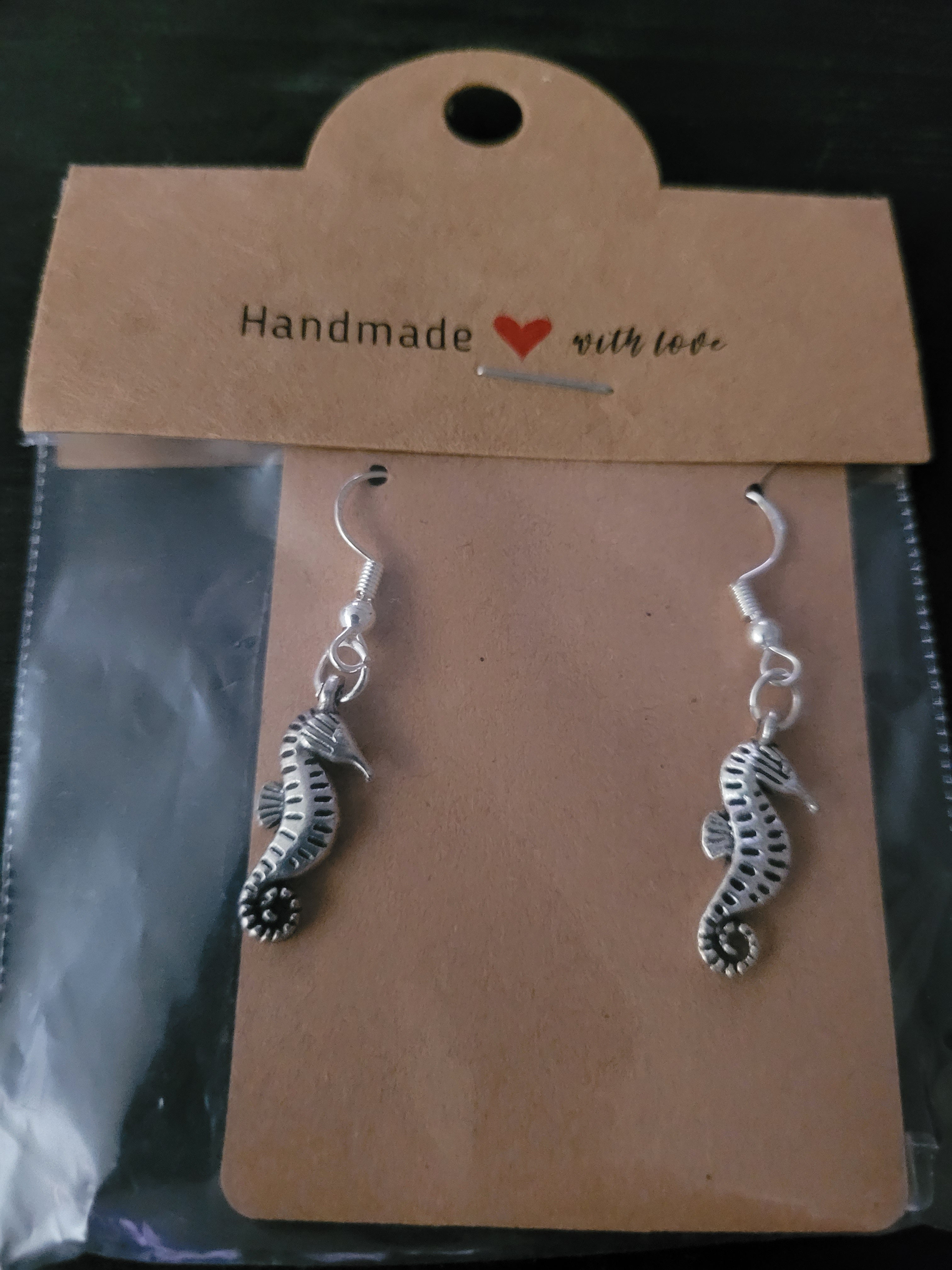 Antique Silver Seahorse Fish Hook Earrings – Handmade Dangle Earrings