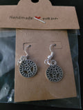 Antique Silver Peace Sign Medallion Fish Hook Earrings – Handmade Boho Dangle Earrings