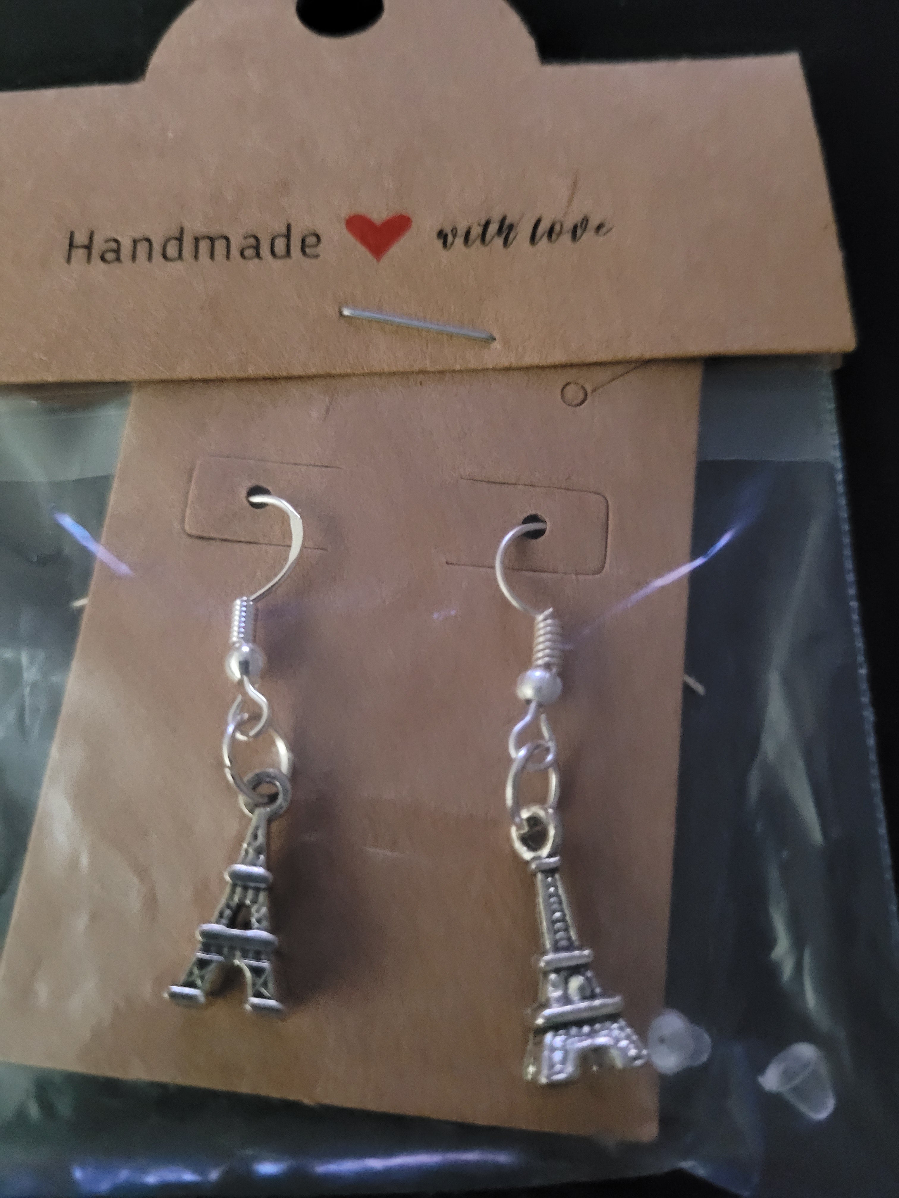 Silver Eiffel Tower Fish Hook Earrings – Handmade Paris Dangle Earrings
