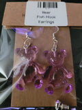 Pink Translucent Gummy Bear Fish Hook Earrings – Handmade Fun Dangle Earrings