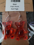 Cherry Red Translucent Gummy Bear Fish Hook Earrings – Handmade Fun Dangle Earrings