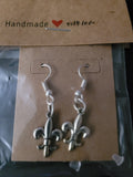 Antique Silver Fleur-de-Lis Fish Hook Earrings – Handmade Elegant Dangle Earrings