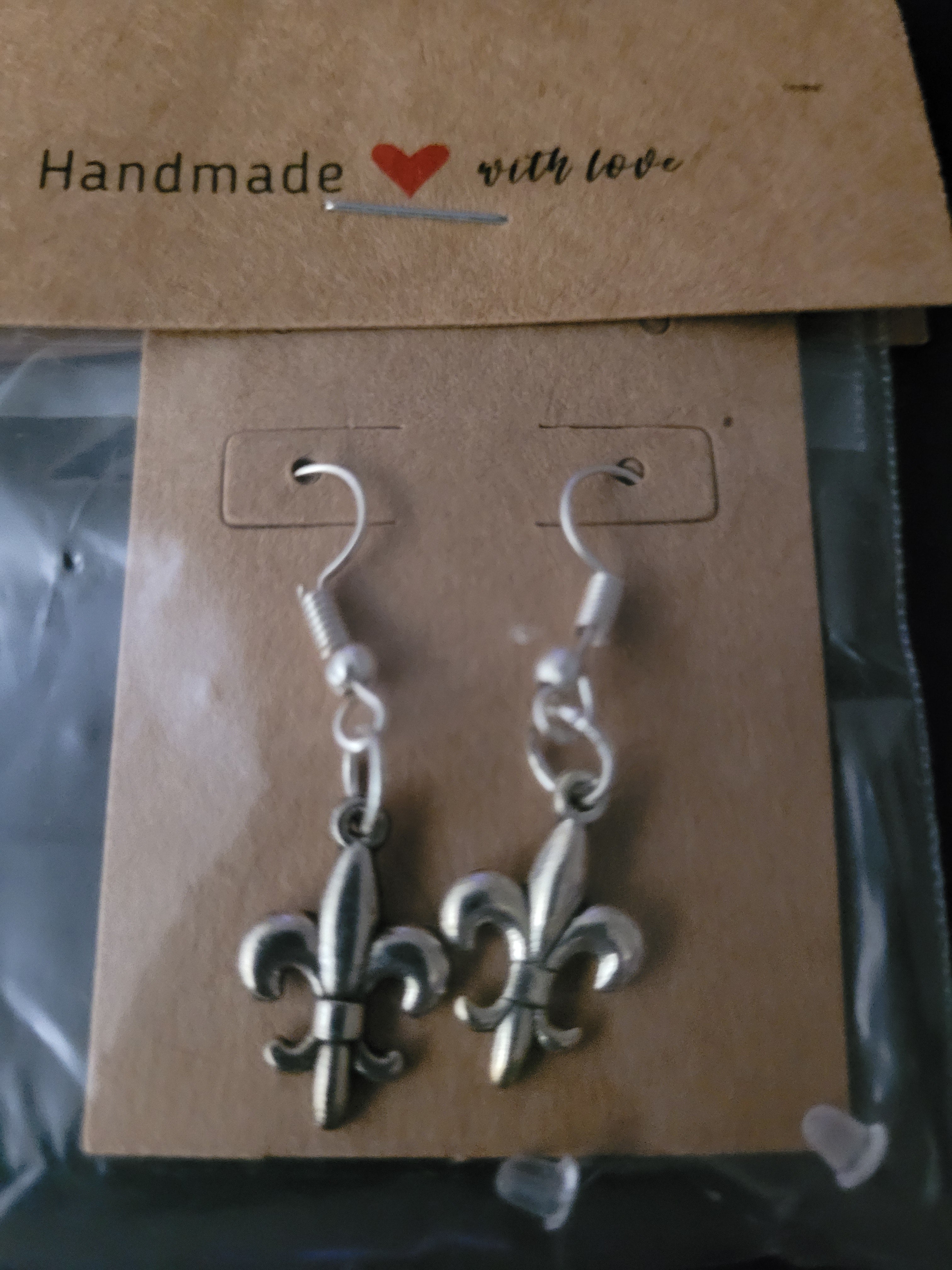 Antique Silver Fleur-de-Lis Fish Hook Earrings – Handmade Elegant Dangle Earrings