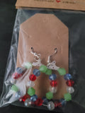 Multicolor Crystal Bead Hoop Fish Hook Earrings – Handmade Colorful Dangle Earrings