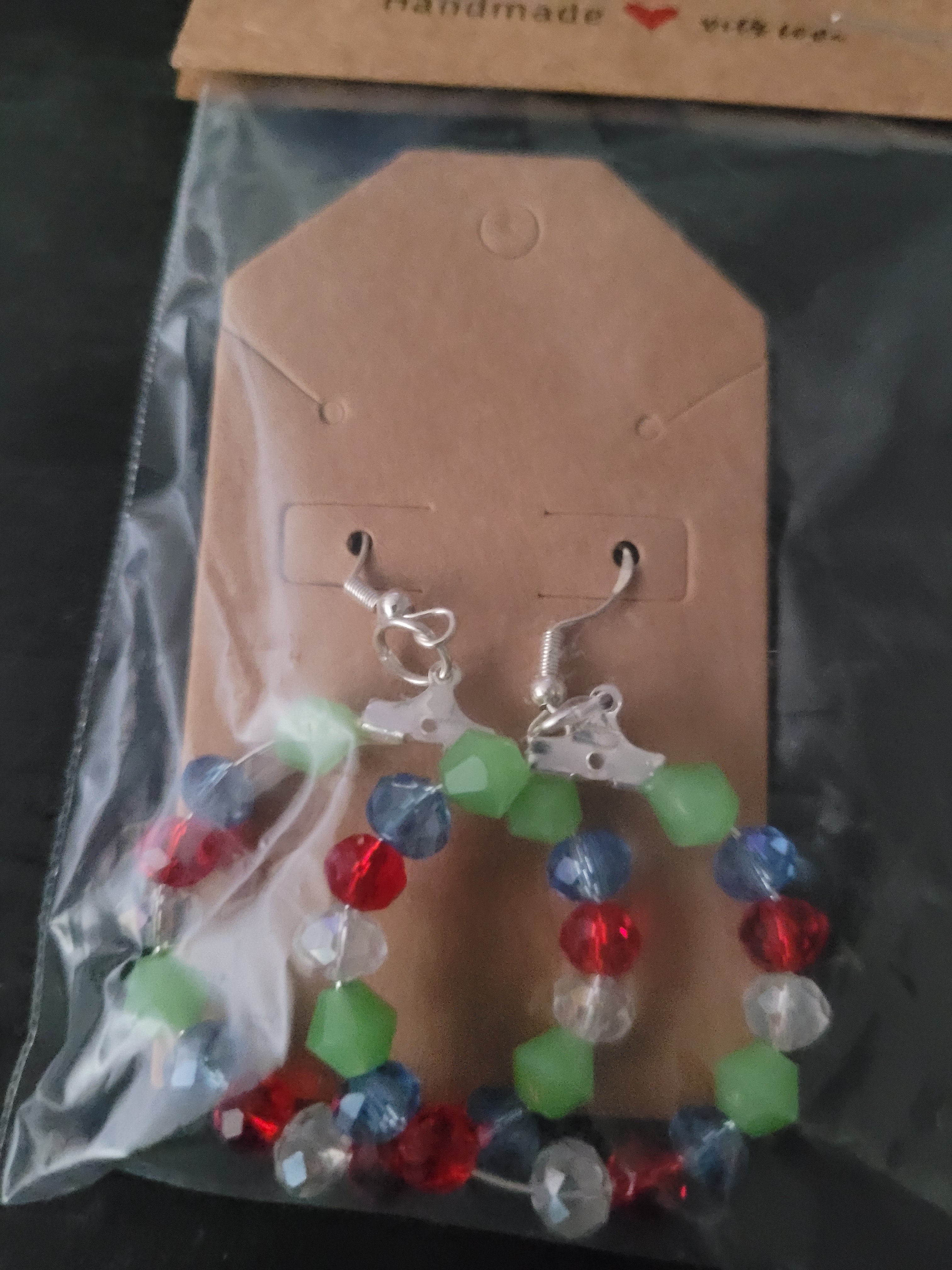 Multicolor Crystal Bead Hoop Fish Hook Earrings – Handmade Colorful Dangle Earrings