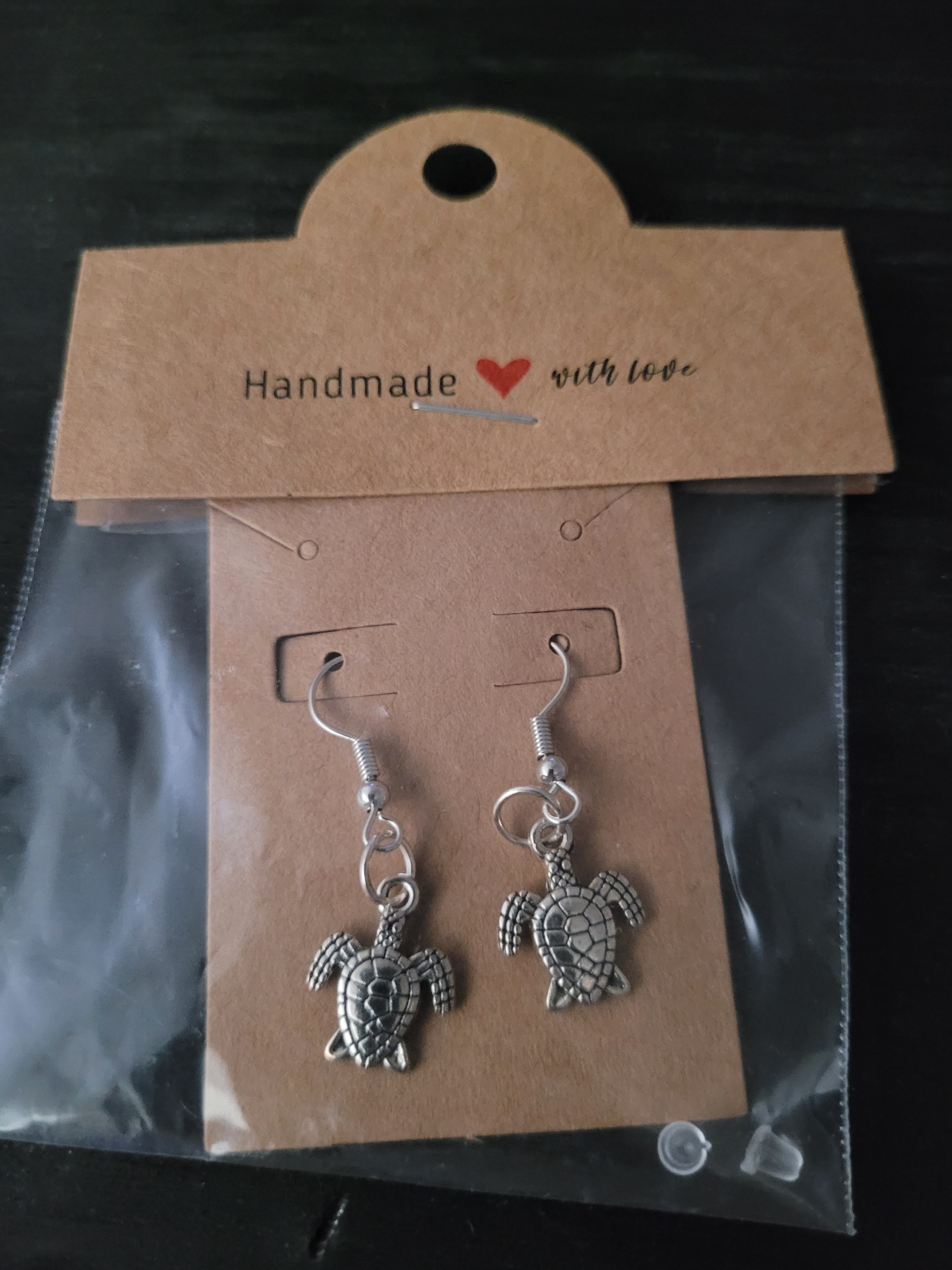 Antique Silver Sea Turtle Fish Hook Earrings – Handmade Coastal Dangle Earrings